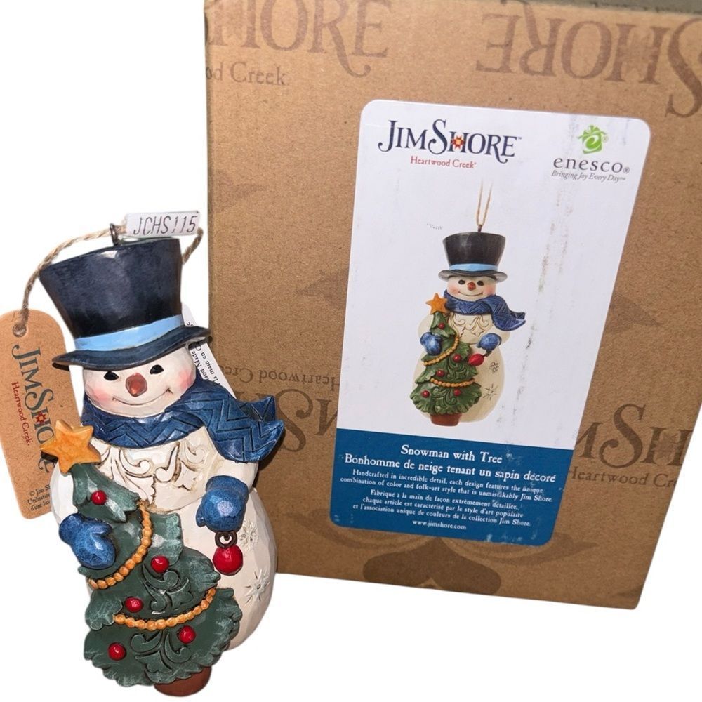 Jim shore snowman with tree ornament new with tags in‎ box Christmas holiday